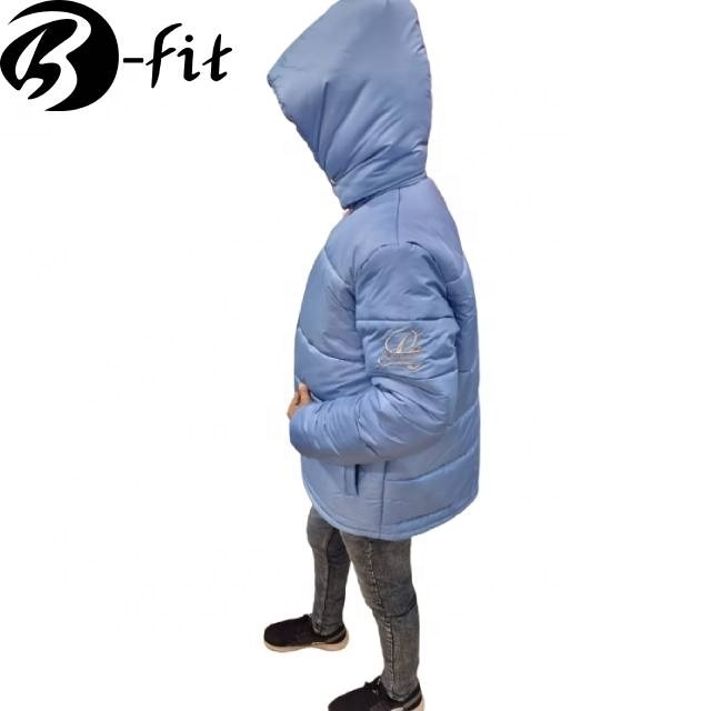 Custom Made High 2023 Blue Men's Hooded Puffer Jacket Polyester made Oversized Down Men Jacket