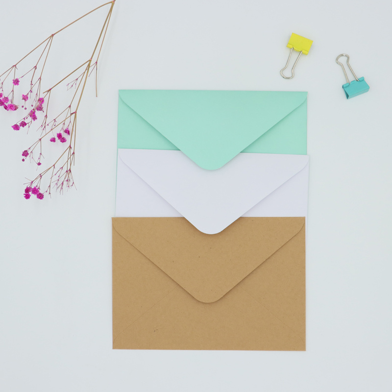 Eco-friendly Custom White Recycled Paper Brown Envelope  with Water-based Glue, Colorful Printed Kraft Envelopes Custom