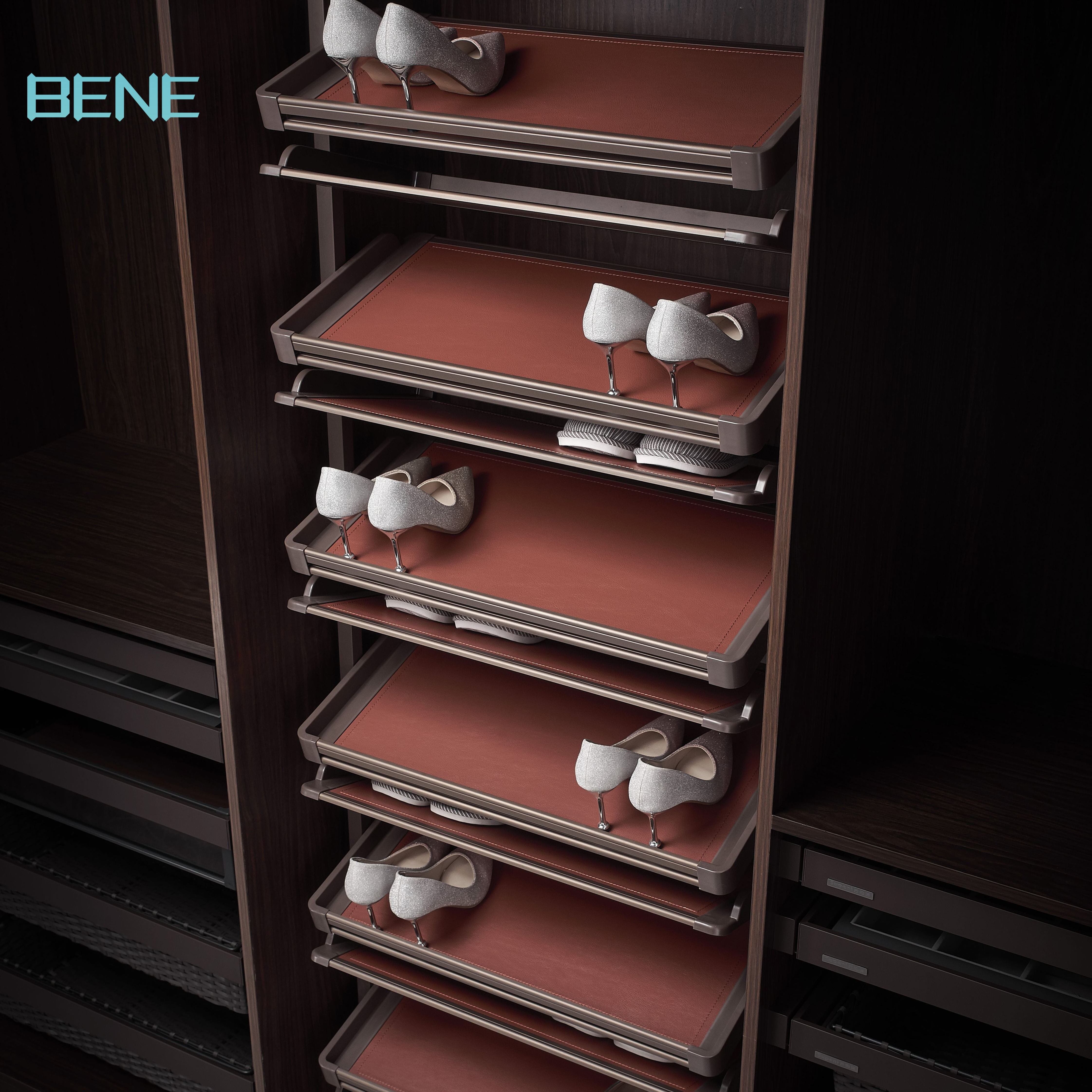 One-stop best service modern design 360 degree rotating slide out shoe racks for wardrobe