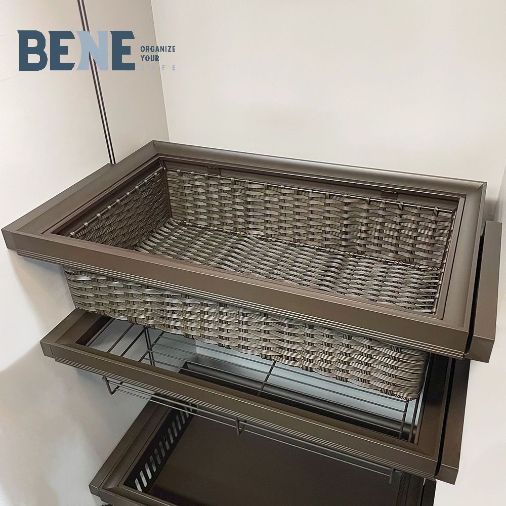 Bedroom Pull Out Sliding Wardrobe Rattan Storage Basket For Closet Wardrobe Rattan Storage Basket Wardrobe Drawer