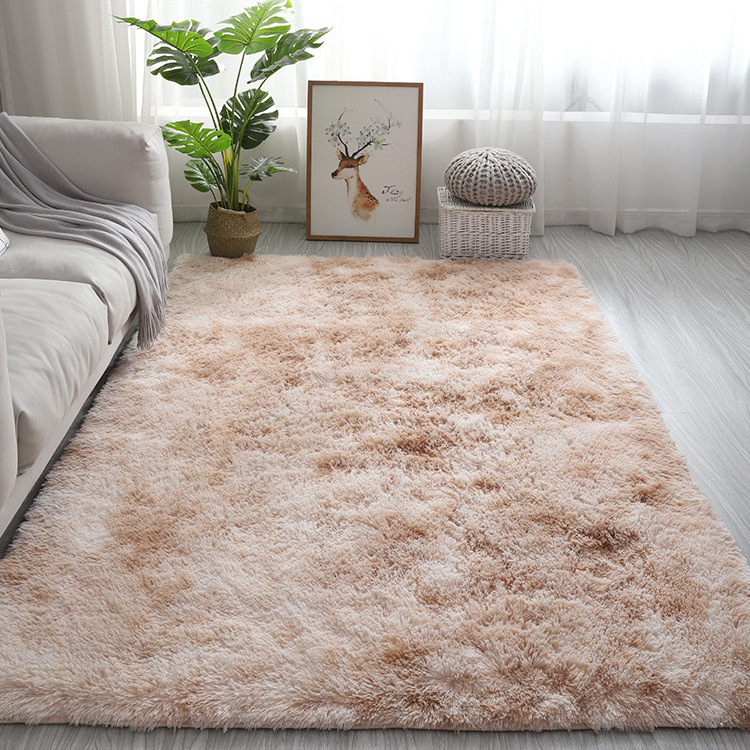 Tie dyed long pile PV plush shaggy carpets soft and comfortable area rug for bedroom