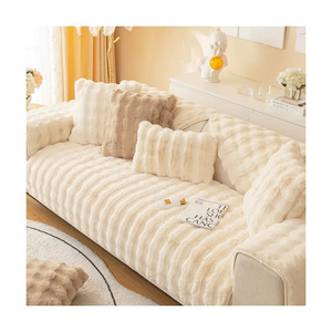 Fluffy Design Cosy Plush Non-Slip Sofa Cover 100% Polyester Soft And Comfortable Rabbit Fur Sofa Cover For Home Hotel