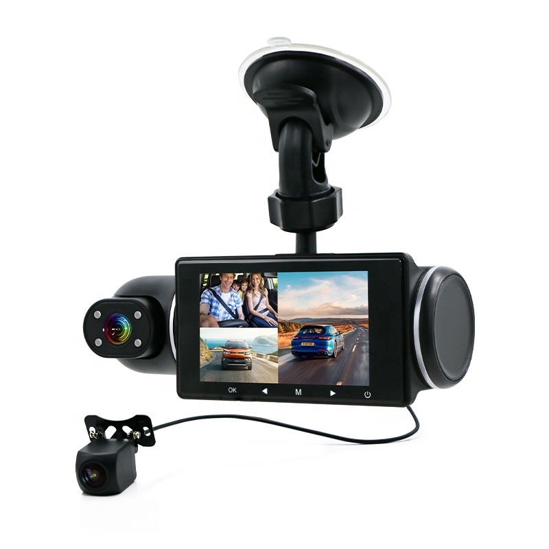 Wholesales 3 Inch Dashcam DVR Video Recorder 170 Degree Wide Angle Car Dash Cam 2.5K 1080P 3 Channel Lens Vehicle Car Black Box