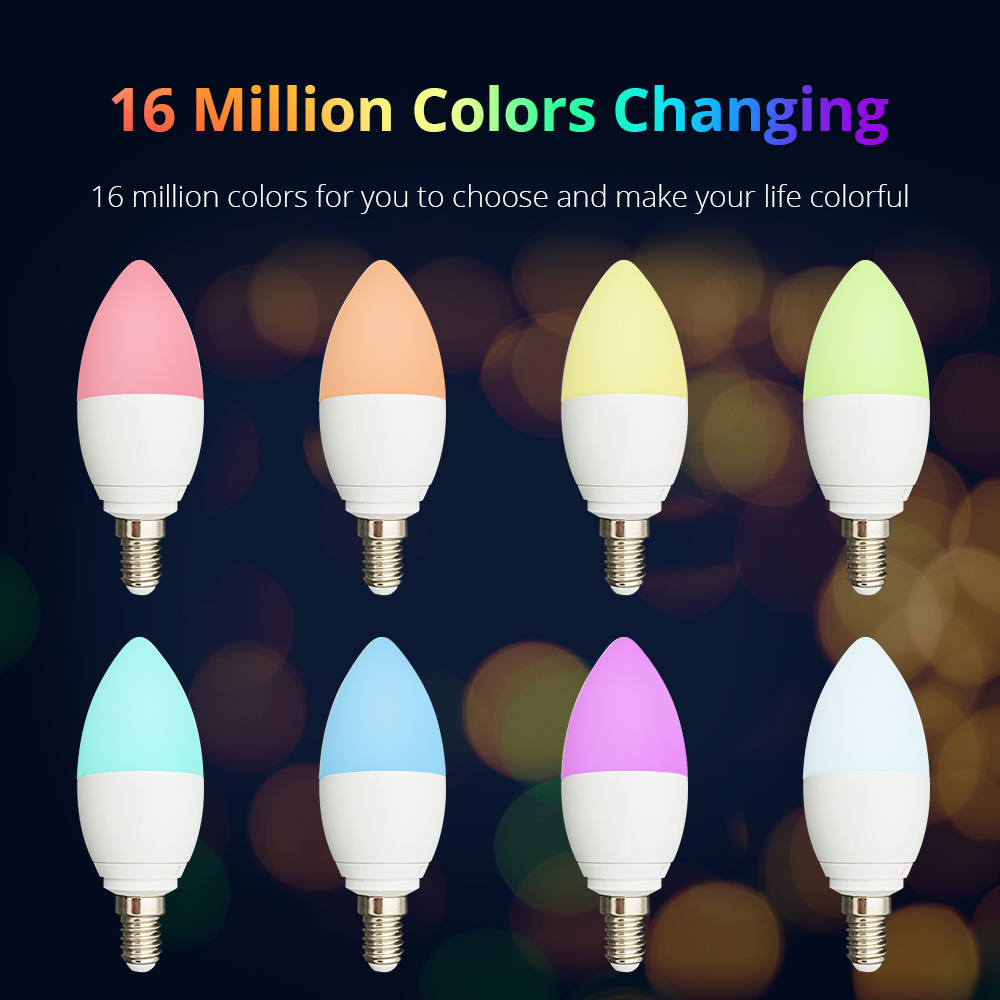 Benexmart E14 RGBCW Tuya Zigbee 5w smart light bulbs Music Candle Light Bulb Compatible With Smartthings Amazon Echo Alexa