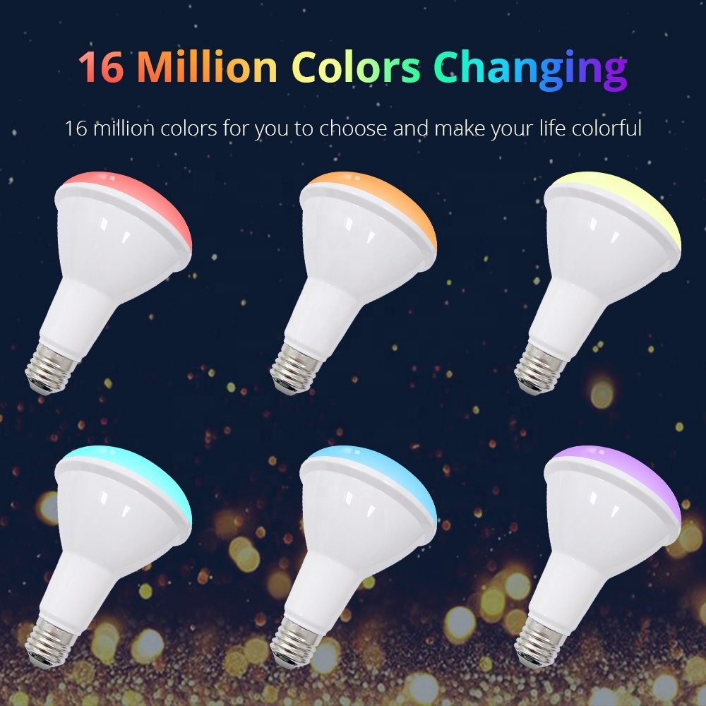 Benexmart Tuya Zigbee 3.0 BR30 Led Bulb RGBCW Dimmable Light Work with Smart Life SmartThings Hu Alexa Google Home Voice Control