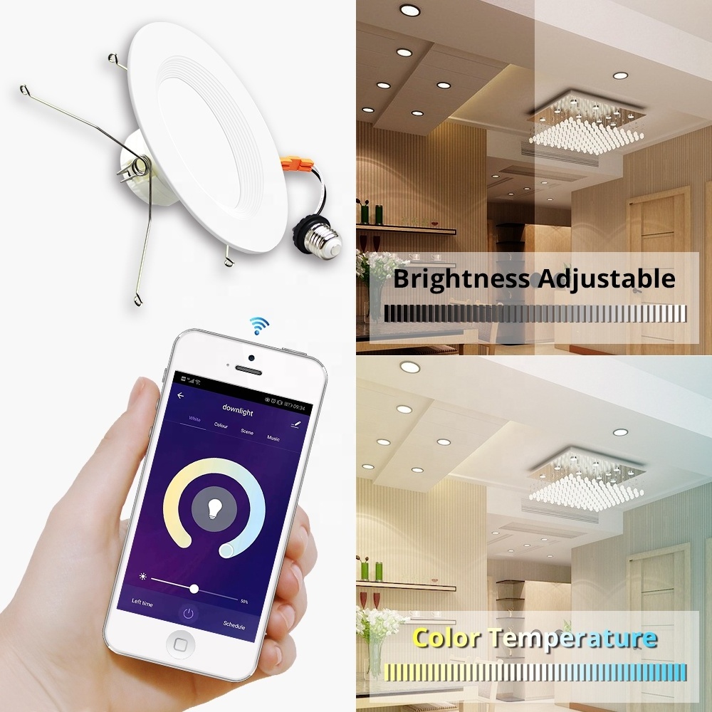 Benexmart Tuya Zigbee Smart Downlight 6 Inch RGBCW Ceiling Recessed Light Smartthings Panel Light US E27 Base Alexa Google Home