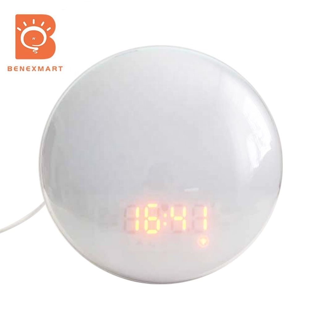 Benexmart WiFi Smart Wake Up Light Workday Alarm Clock with 7 Colors Sunrise Sunset Smart Life Tuya APP Works with Alexa Google