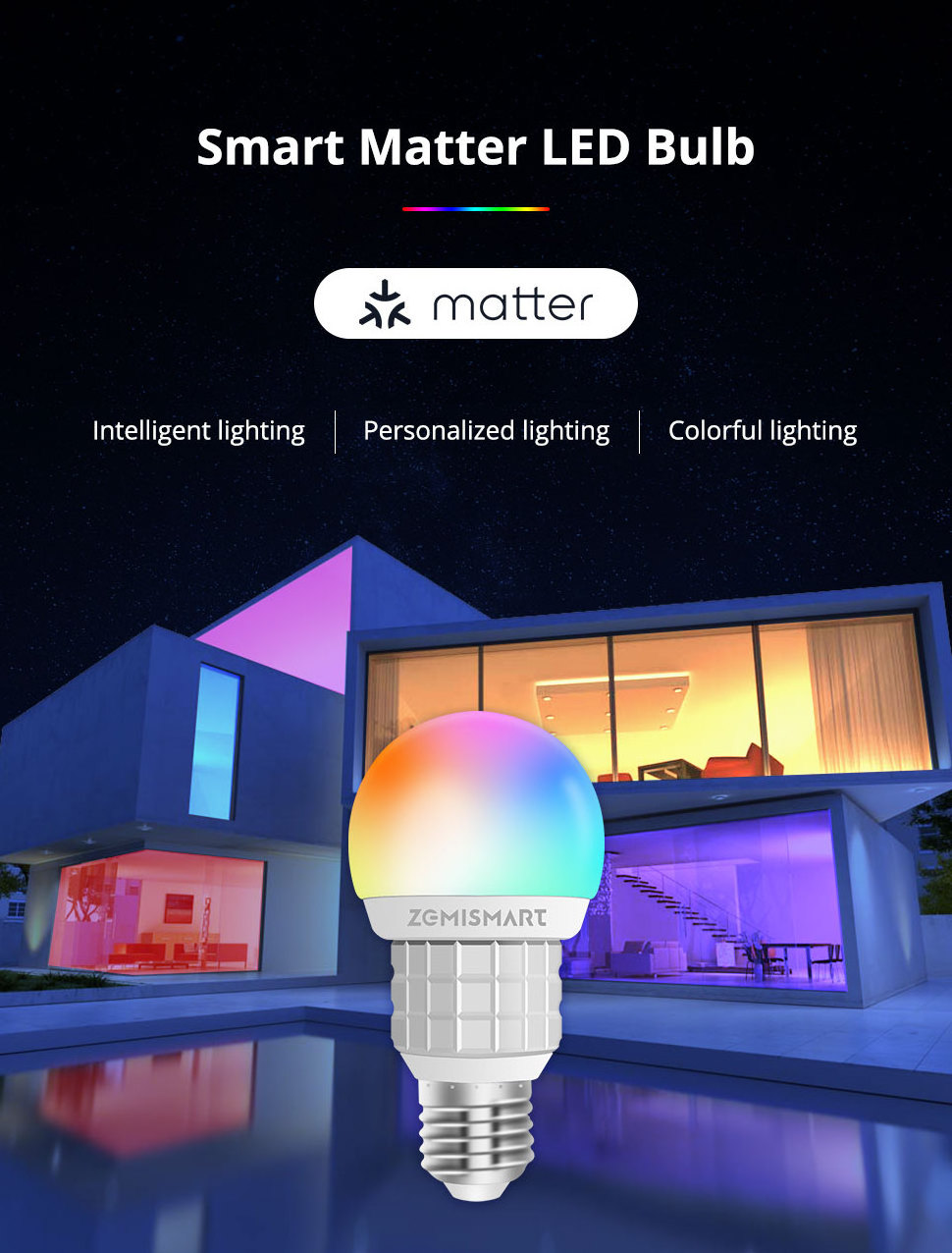 Matter smart Over WiFi 7W Smart LED Light Bulb RGBCW E27 Dimmable Lighting Homekit Google Home SmartThings Control