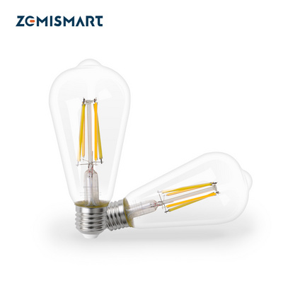 Zemismart Matter WiFi ST64 Smart LED Filament Bulb E27 Base Dimmable Incandescent Light Bulbs 7W LED Edison Bulbs