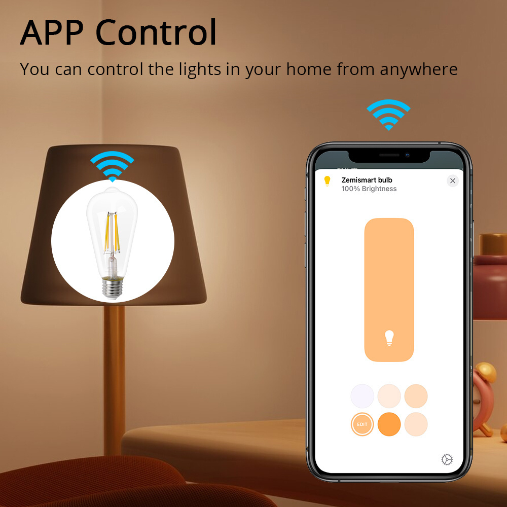 Matter Smart Edison Light Bulbs 2700K-6500K Smart Filament Bulb Work with Alexa AppleHome GoogleHome SmartThings