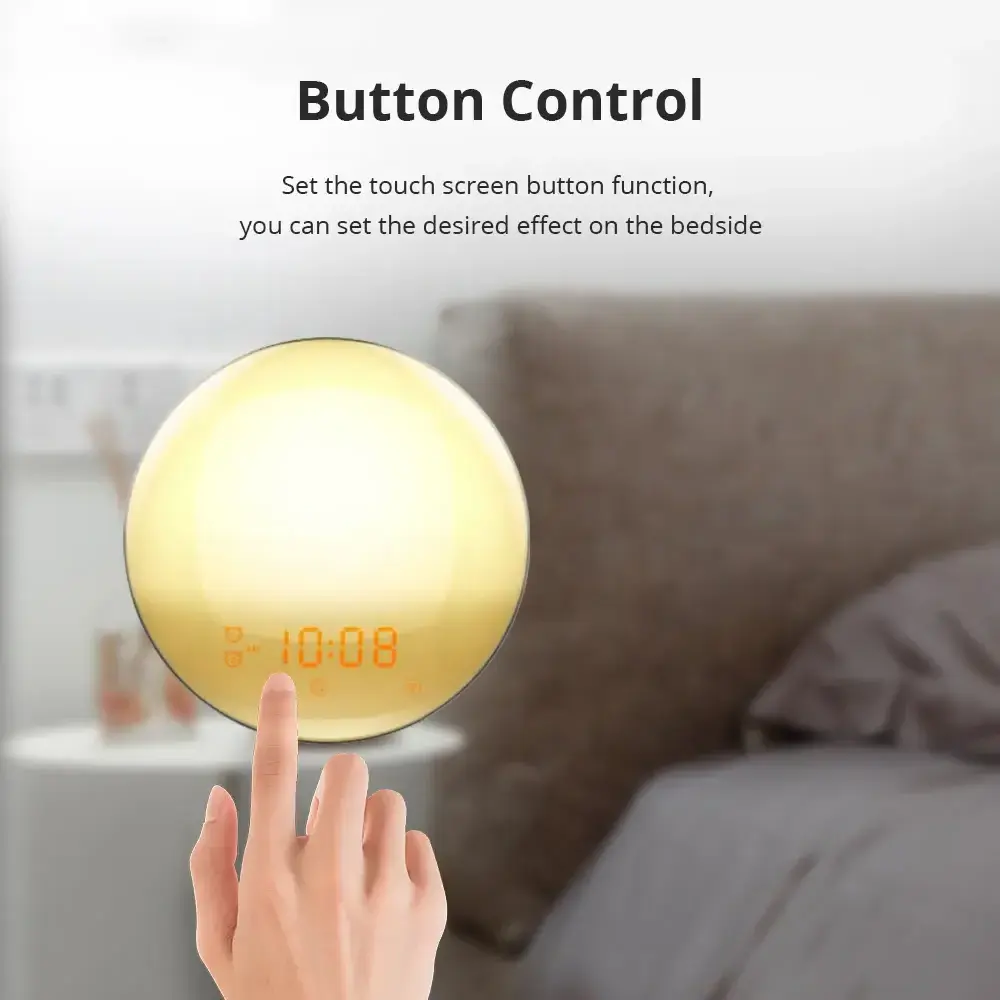 NEW Tuya WiFi Smart Wake-Up Light Digital Alarm Clock with 7 Colors FM Radio Sunrise Sunset Touch Table Clocks Alexa Google Home