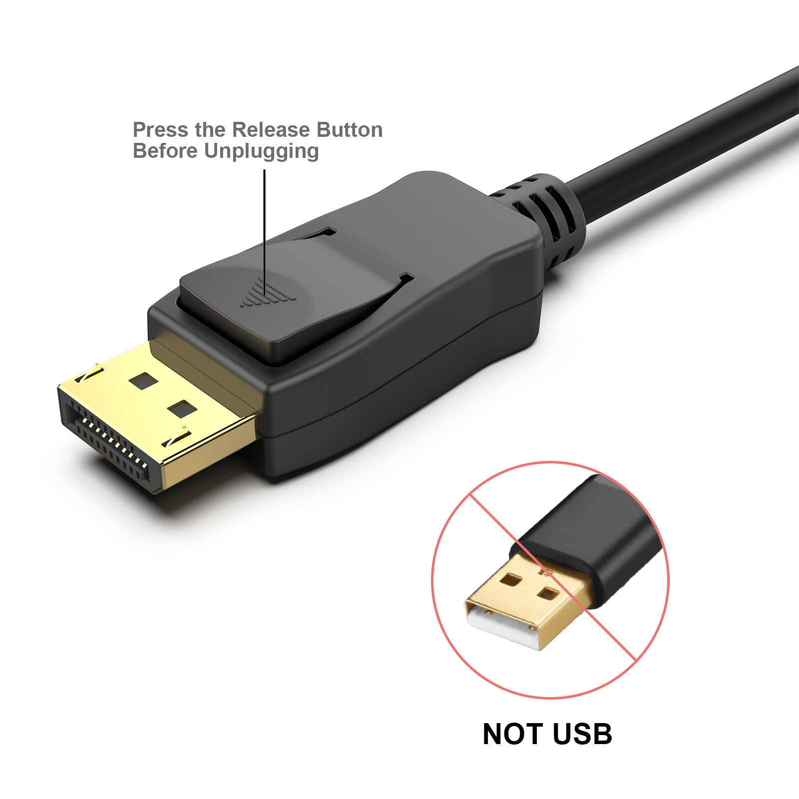 Customize DisplayPort to HDMI Cable, 1.8 Meter 4K 30Hz Uni-Direction Cable Gold-Plated Cord for Laptop and Computer