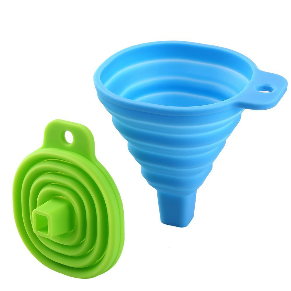 Kitchen Accessories Reusable Mini Small Tiny Silicone Collapsible Folding Funnel Food Grade Approved Silicone Water Oil Funnel