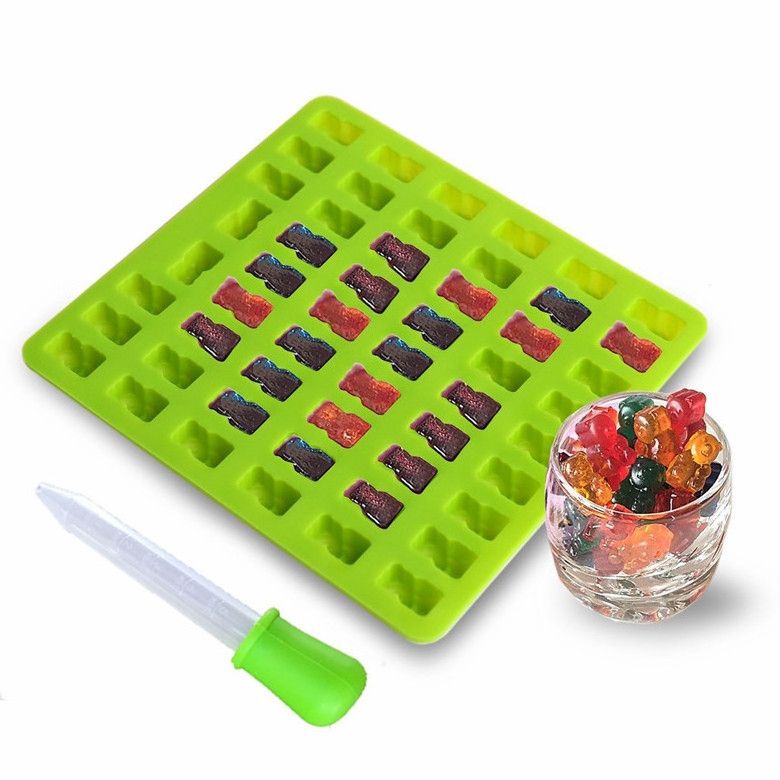 Wholesale Food grade Silicone 53 Cavity Gummy Bear Chocolate Mold 3D Candy Maker Ice Tray Jelly Moulds for DIY