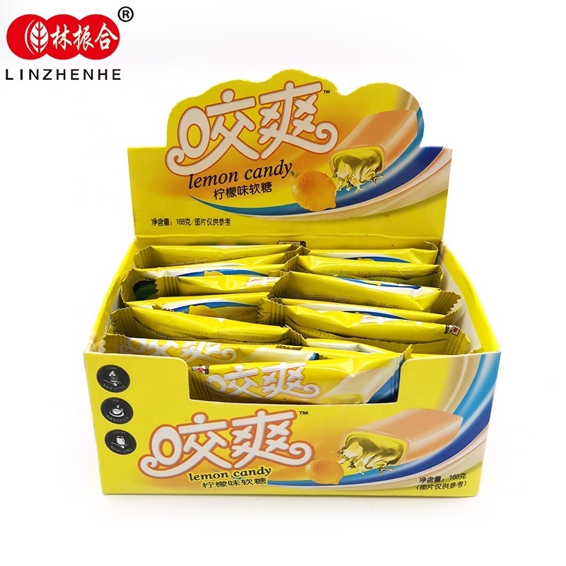 Yummy wholesale lemon flavor gummy fruit toffee soft candy import confectionery supplies