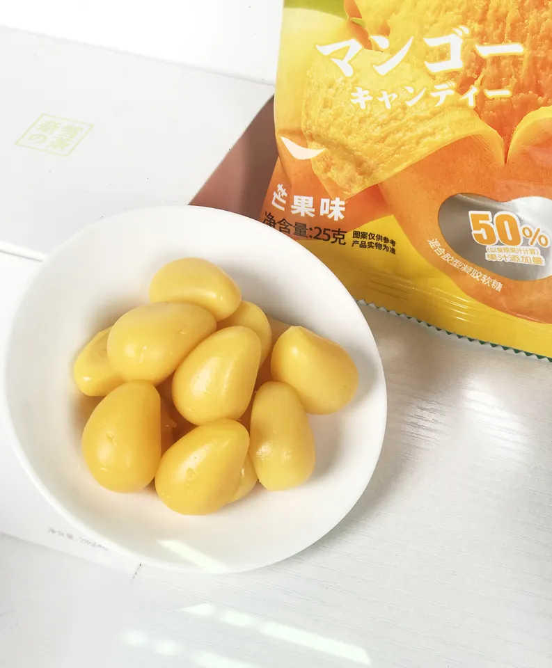 Wholesale Private Label  Peeling Fruit favour  Mango Shaped Jelly Gummy Candy