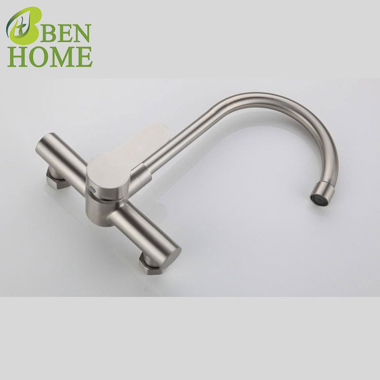 Industrial Wall Mount Pull Down Kitchen Sink Faucet And Wall Tap For Kitchen Faucet