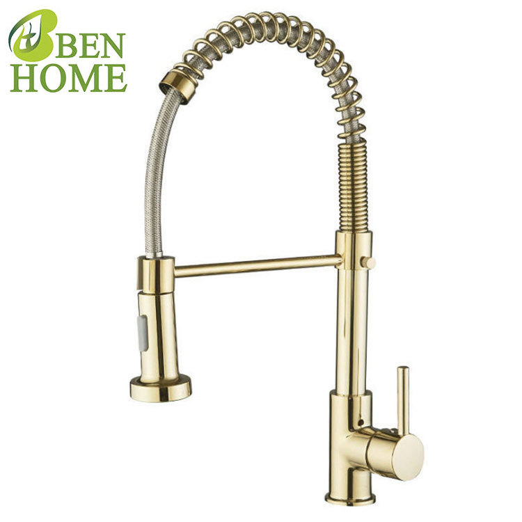 Antique Gold Home Spring Flexible Sink Kitchen Faucet And Brass Color Kitchen Sink Faucet