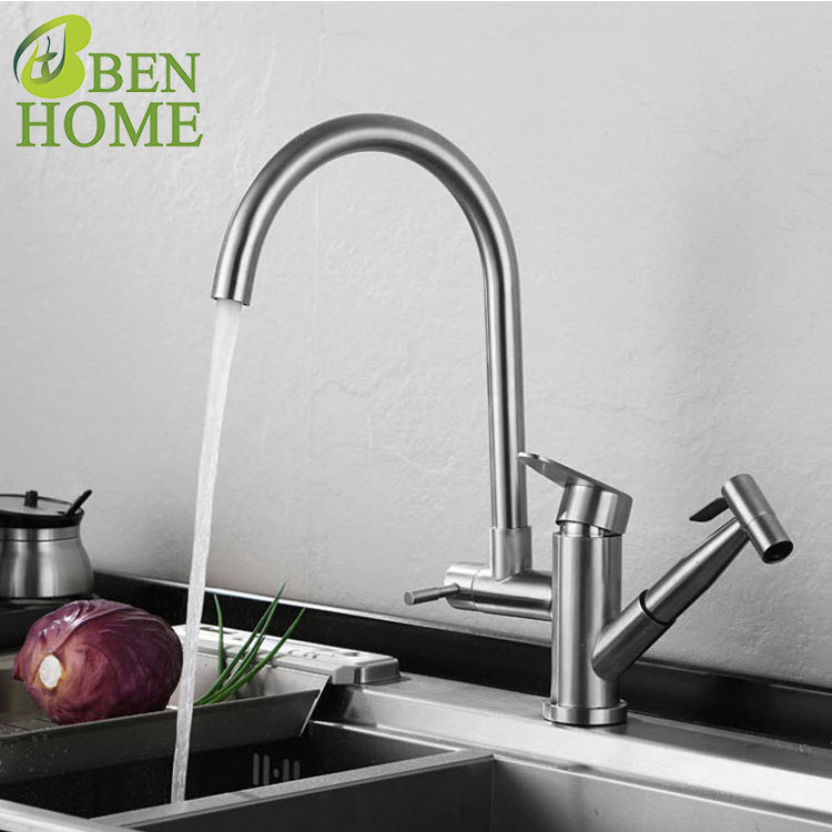 Stainless Steel Commercial Spay Rinse Faucet And Brushed Farmhouse Nickel Kitchen Faucet