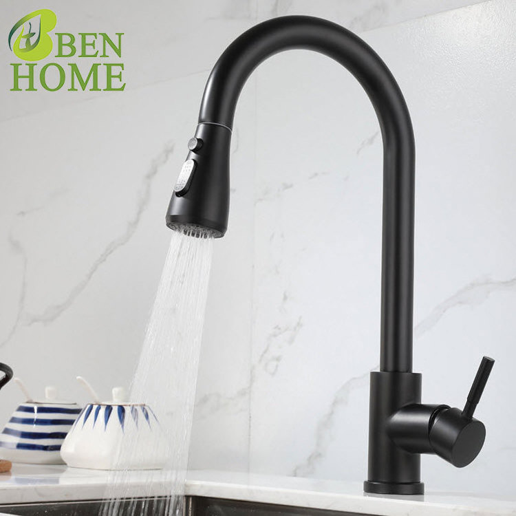 Free Print Logo 304 Stainless Steel Pull Out Kitchen Faucet And Luxury Kitchen Faucet With Kitchen Mixer Faucet Pull