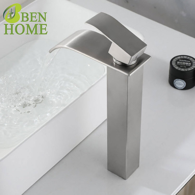 304 Stainless Steel Square Waterfall Basin Faucet And Health Faucet Set With Cupc Faucet Basin Mixer For Bathroom