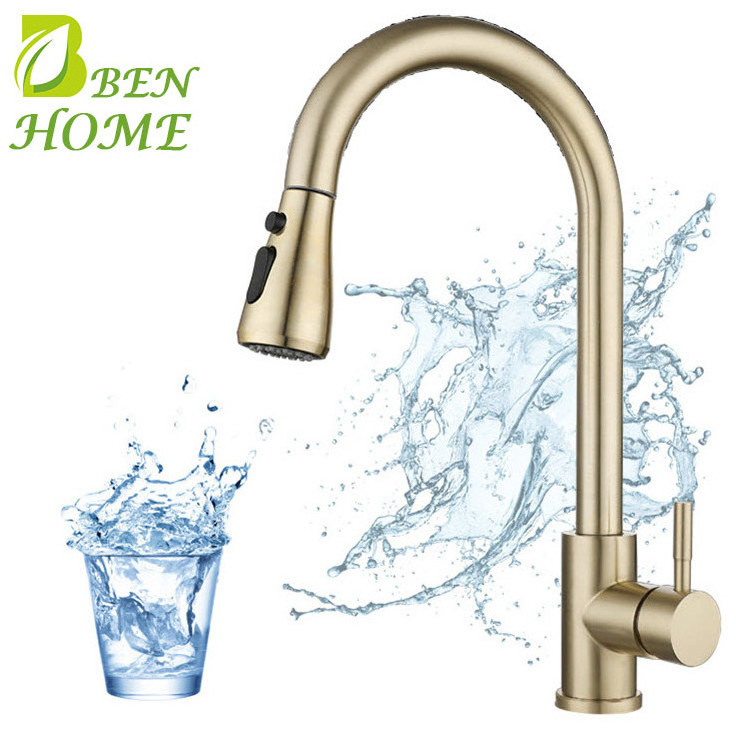 Factory Supplier 304 Stainless Steel Kitchen Faucet Gold With Kitchen Faucet With Base Waterfall Tuscany Kitchen Faucet