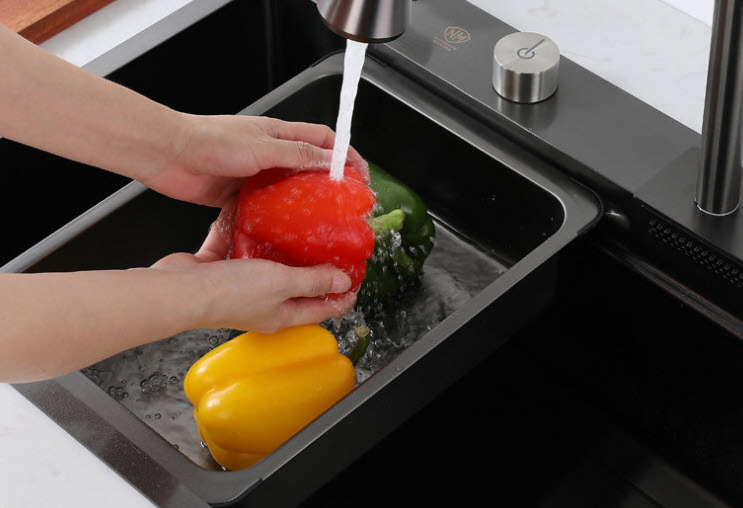 Modern Style 304 Stainless Steel Kitchen Sink With Waterfall With Smart Kitchen Sink Kitchen Sink Siphon