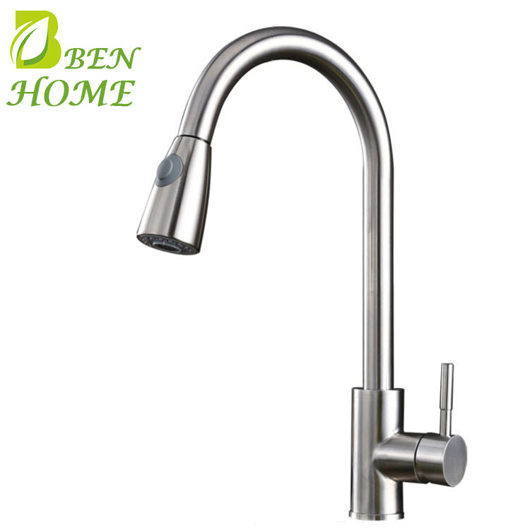 Stainless Steel Folding Kitchen Faucet Tap With Pull Out