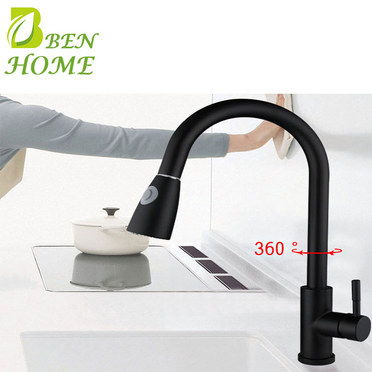 Black Pull Out Faucet For Kitchen Sink