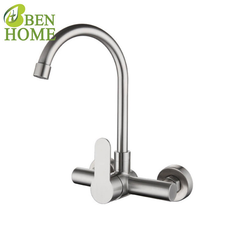 Industrial Wall Mount Pull Down Kitchen Sink Faucet And Wall Tap For Kitchen Faucet