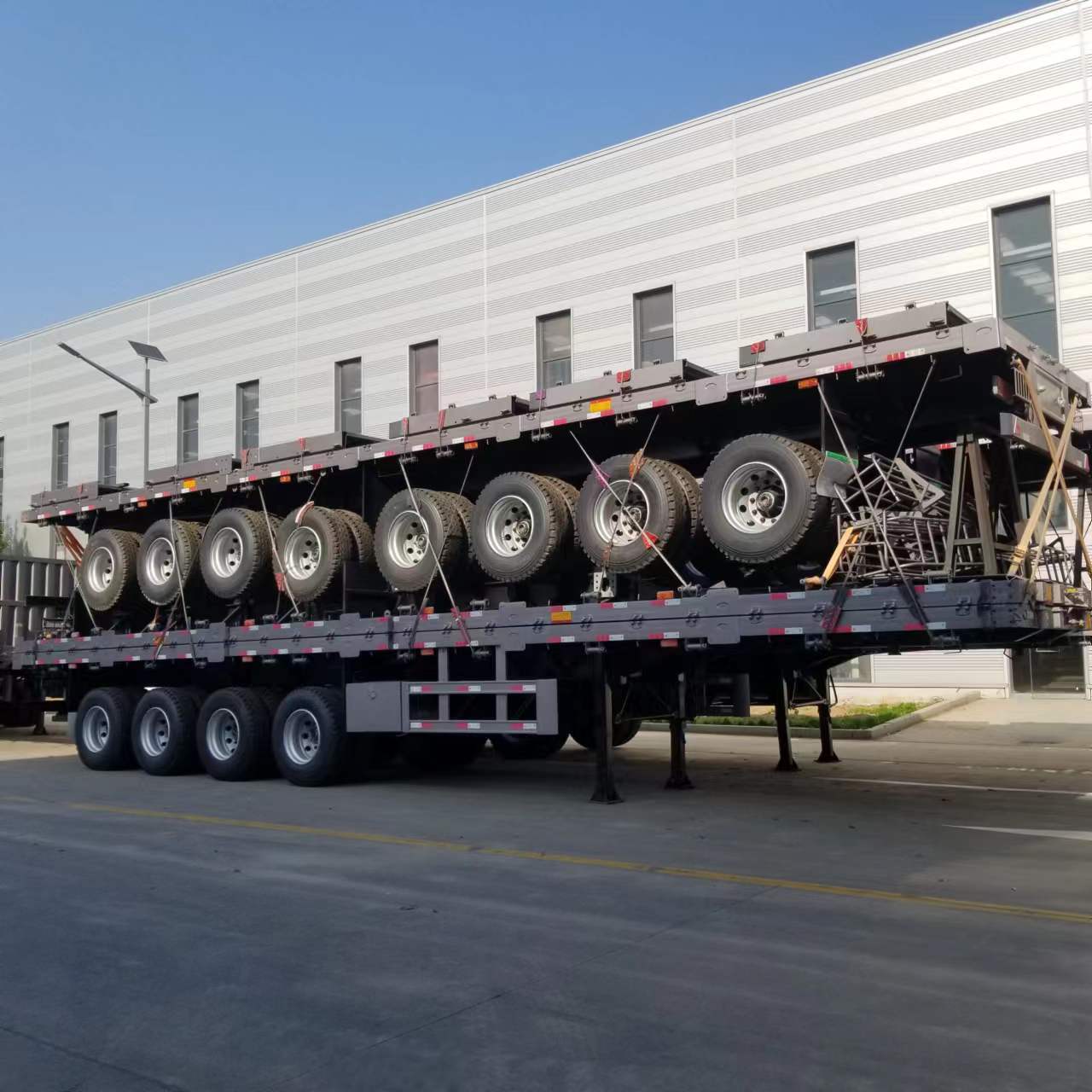 2 3 4 axles 60 ton  trailer container truck flat bed trailers flatbed trailer for sale