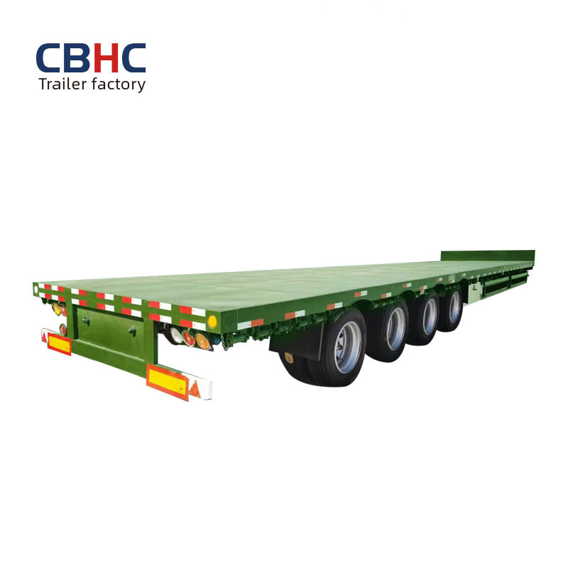 China  Freight 3 Axles Flatbed Trailer Transport 20ft 40 Ft Container loading 60T Flatbed Semi Trailer chassis for market