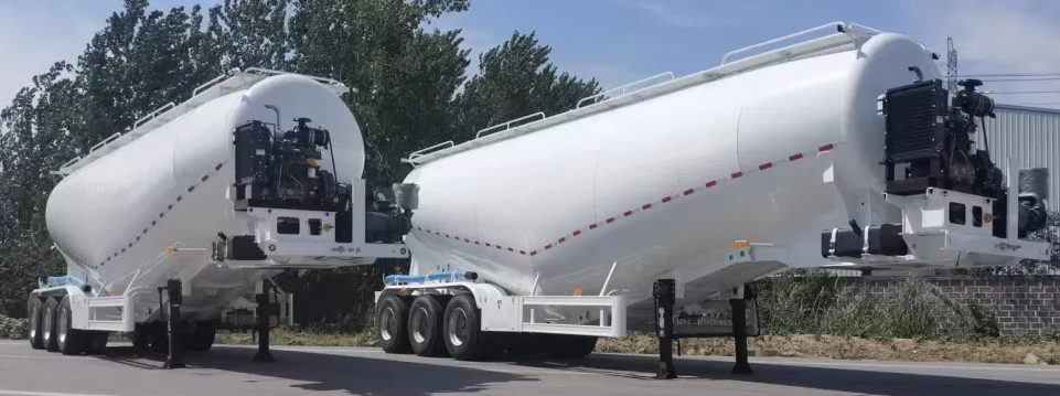 China dry cement bulk tanker semi trailer with air compressor , 65m3 cement bulker for sale Dubai