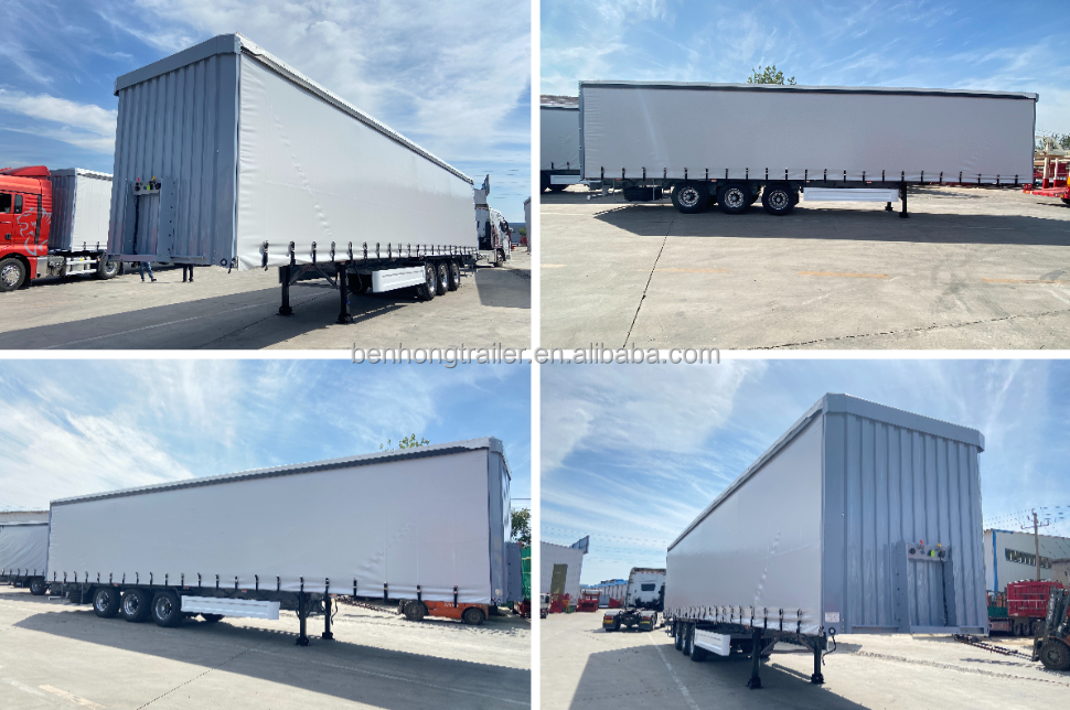 53 Ft Tri-axle canvas cover side curtain type Enclosed cargo box container trailer Europe Standard to Russia market