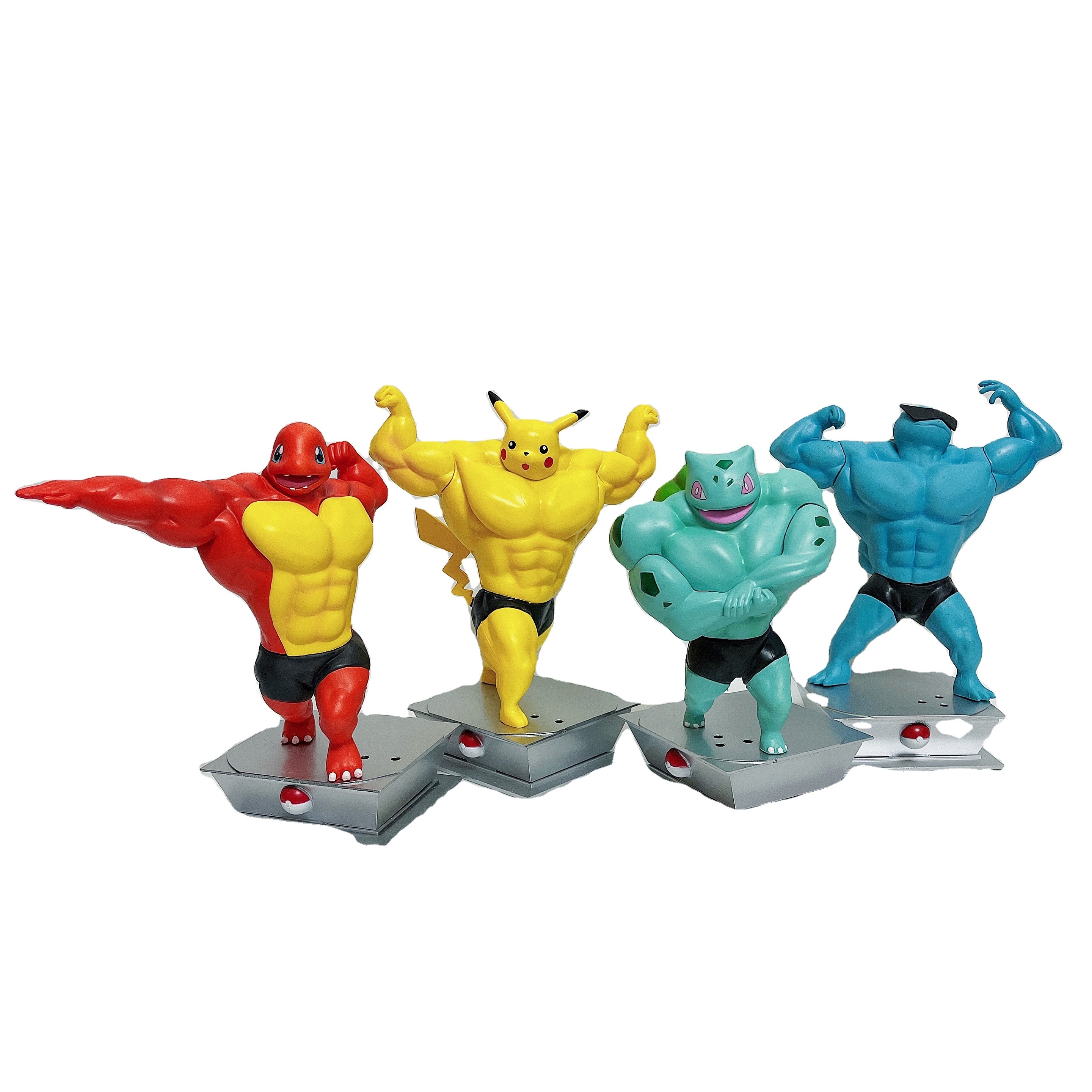 Factory Wholesale High Quality Fitness Muscle Pikachu Charmander Squirtle Pokemoned Anime Action Figure Bodybuilding Series