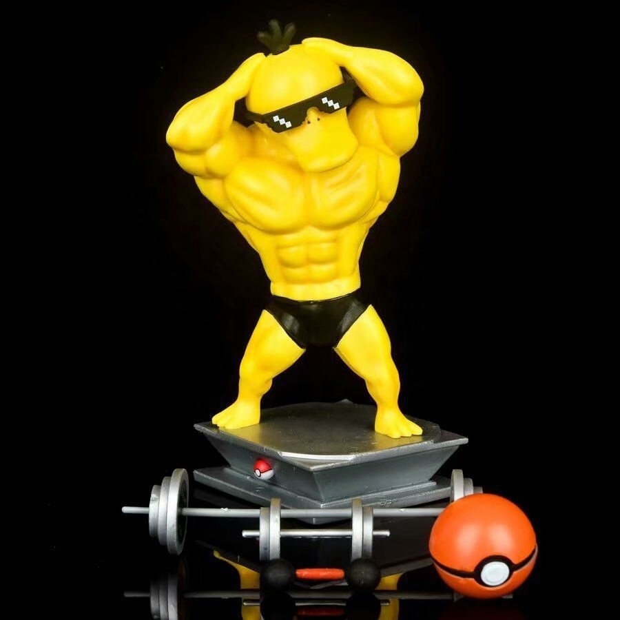 Fitness Muscle Pikachu Charmander Squirtle Pokemoned Anime Action Figure Bodybuilding Series Pvc Figure Gk Statue Figurine