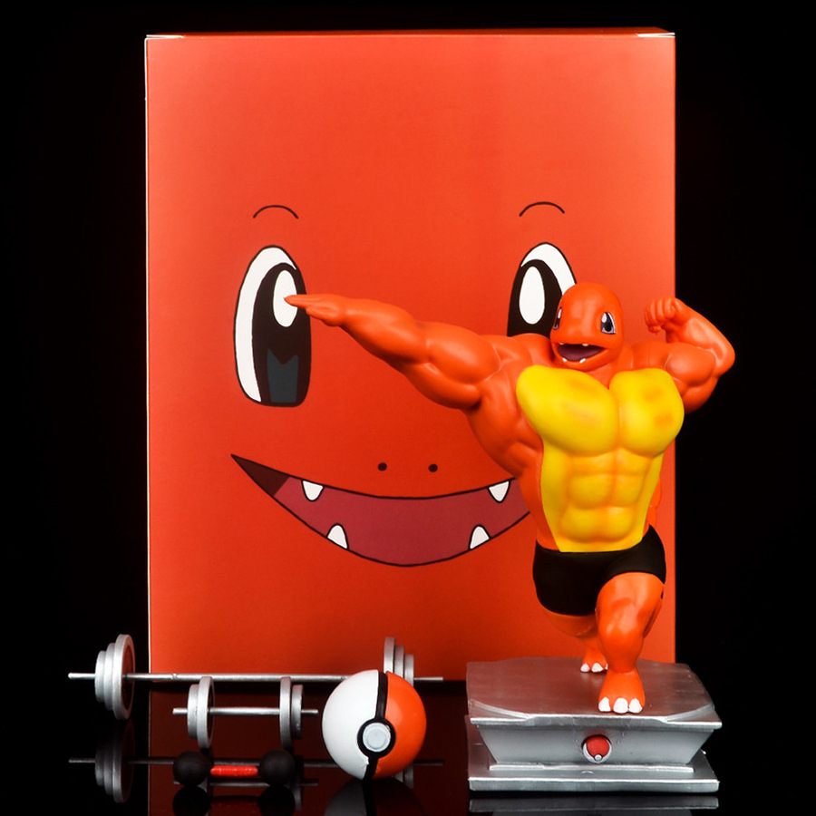 Fitness Muscle Pikachu Charmander Squirtle Poke-mons Anime Action Figure Bodybuilding Series Pvc Figure Gk Statue Figure