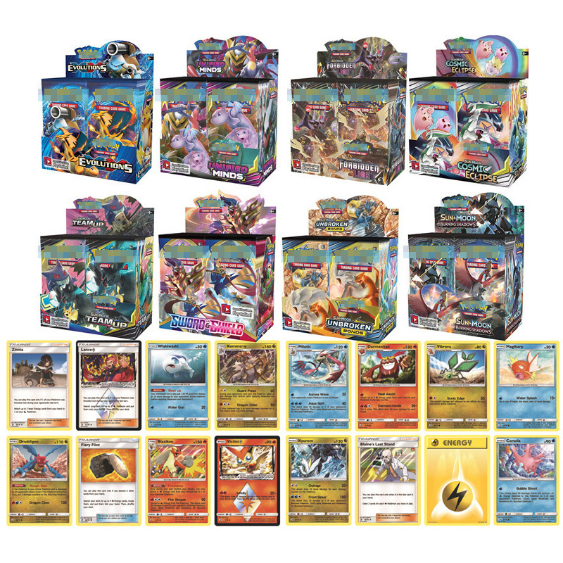 Hot Sale English French Spanish Poke mon Booster Card Box Pokemoned Trading Card Playing Crate Poke mon Card