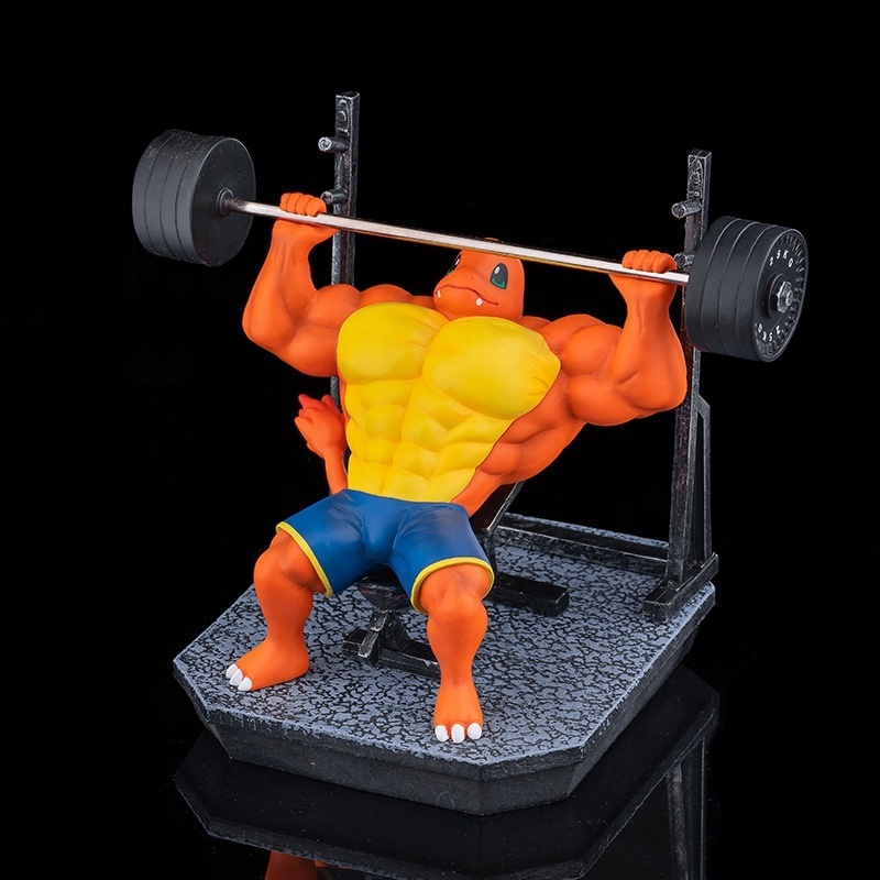 Fitness Muscle Pikachu Charmander Squirtle Pokemoned Anime Action Figure Bodybuilding Series Pvc Figure Gk Statue Figurine