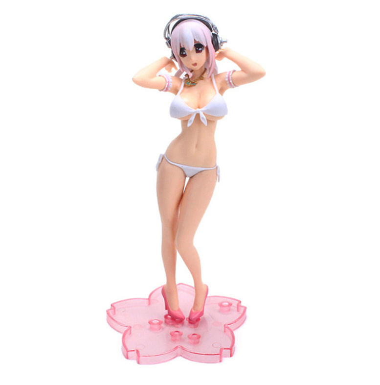 Super Sonico Figure Bunny Girl White Swimsuit Style Bikini Style Adult Girl Model Toys PVC Action Figure Collection Doll