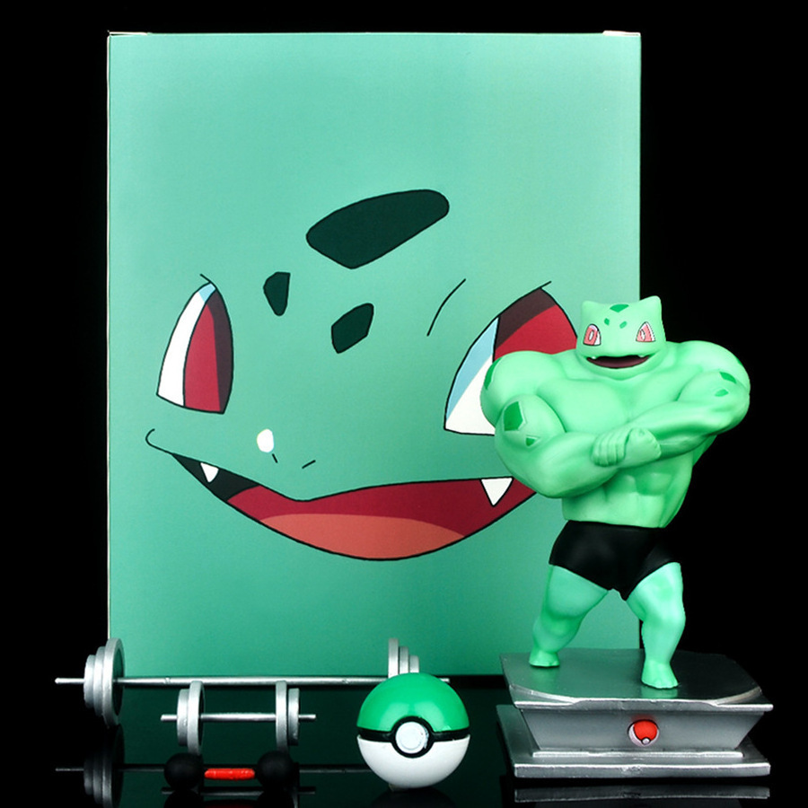 Fitness Muscle Pikachu Charmander Squirtle Poke-mons Anime Action Figure Bodybuilding Series Pvc Figure Gk Statue Figure