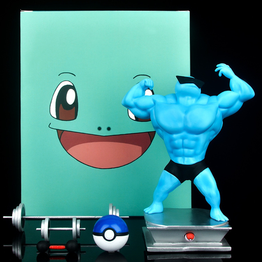 Fitness Muscle Pikachu Charmander Squirtle Poke-mons Anime Action Figure Bodybuilding Series Pvc Figure Gk Statue Figure