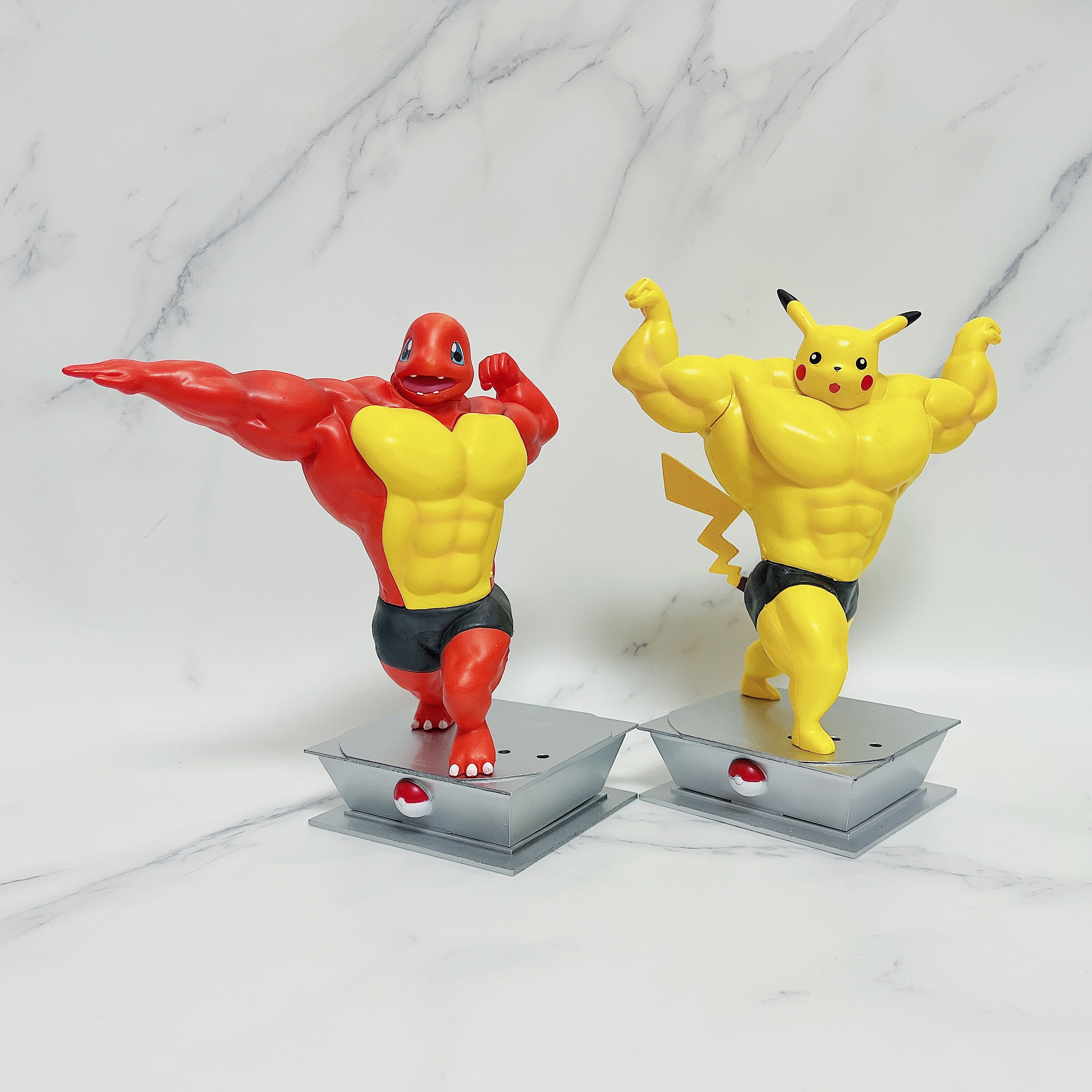 Factory Wholesale High Quality Fitness Muscle Pikachu Charmander Squirtle Pokemoned Anime Action Figure Bodybuilding Series