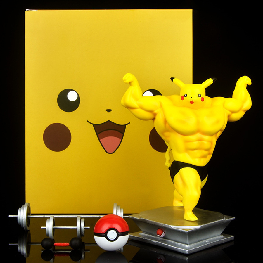 Fitness Muscle Pikachu Charmander Squirtle Poke-mons Anime Action Figure Bodybuilding Series Pvc Figure Gk Statue Figure