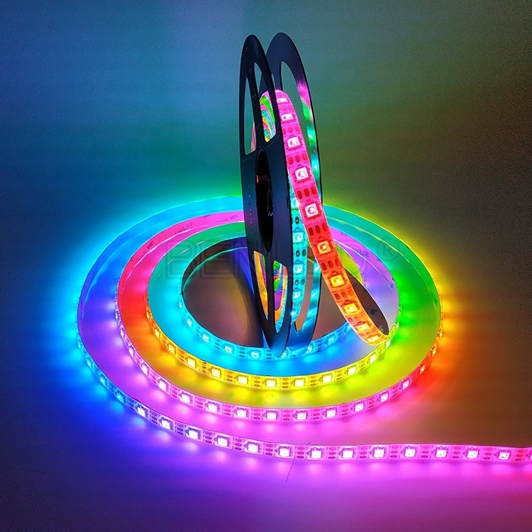 Addressable 2812 WS 2812B IP65 5V 12V Magic Color RGB 30LED 60LED 144 LEDs/m Flexible LED WS2812B IC Strip Light