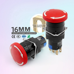 BENLEE 16mm Mushroom Head Self-Locking Latching Momentary Stop Explosion Proof Emergency Stop Push Button Switch