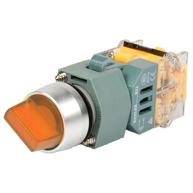 IP65 rotary switch BENLEE two gears or three gears 3 positions self-locking knob electrical selector switch with light