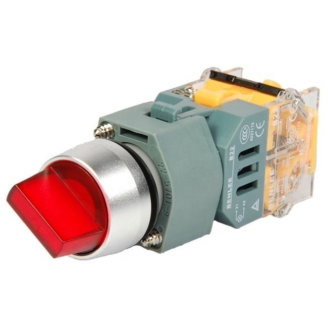 IP65 rotary switch BENLEE two gears or three gears 3 positions self-locking knob electrical selector switch with light