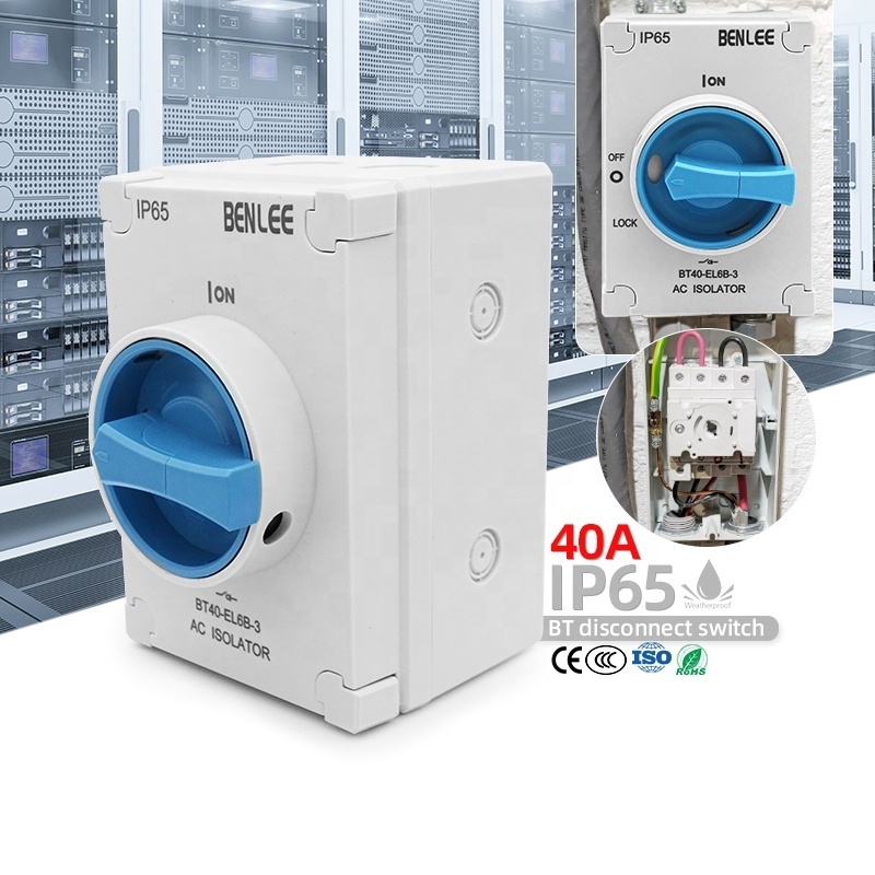 BENLEE IP65 40A Rotary Selector Isolator Switches AC DC 3/4 Pole On-off Outdoor Waterproof Disconnecting Switch With Box