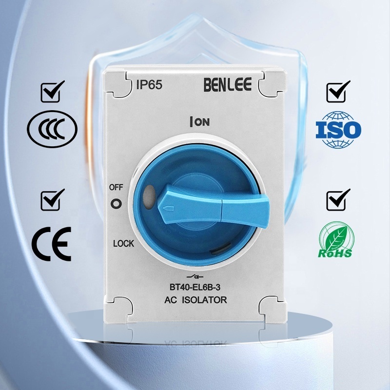 BENLEE IP65 40A Rotary Selector Isolator Switches AC DC 3/4 Pole On-off Outdoor Waterproof Disconnecting Switch With Box